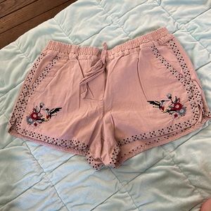 Loft Pink Shorts with Embroidery
